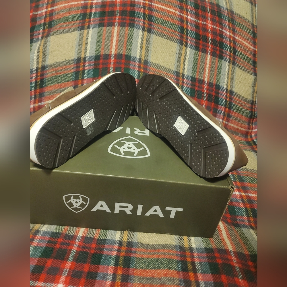 Ariat Ladies Cruiser Floral Embossed Suede Brown Slip On Shoes 10031609 - Picture 2 of 6